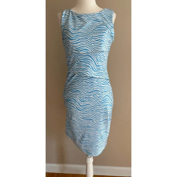 J. Mclauglin Blue Animal Print Sleeveless Catalina Cloth Tiered Dress Size XS - Picture 2 of 11